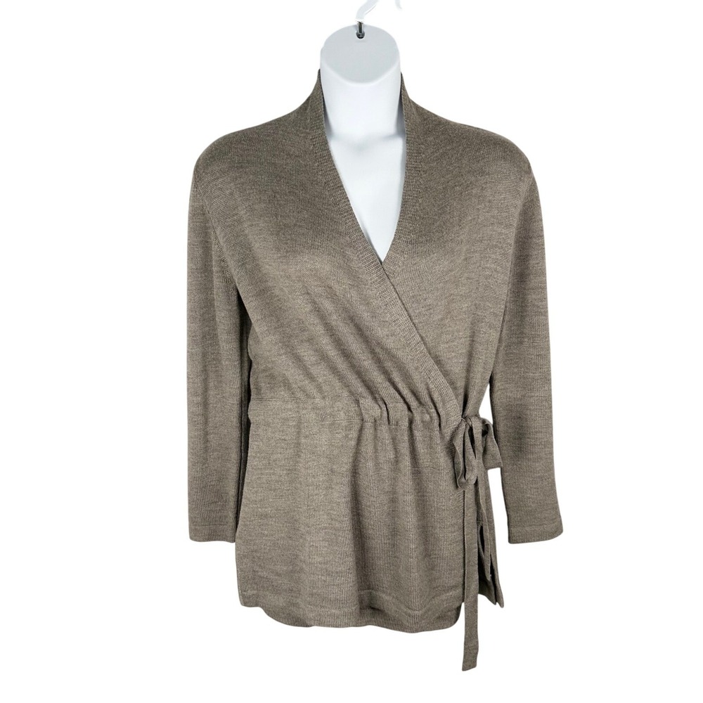 Steven Alan Cardigan Womens M/L Gray Wrap Style 100% Wool Shawl Collar‎ Sweater